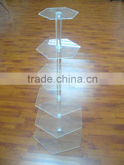 6-layer Sexangle-shape Acrylic Cake Stand for party and wedding