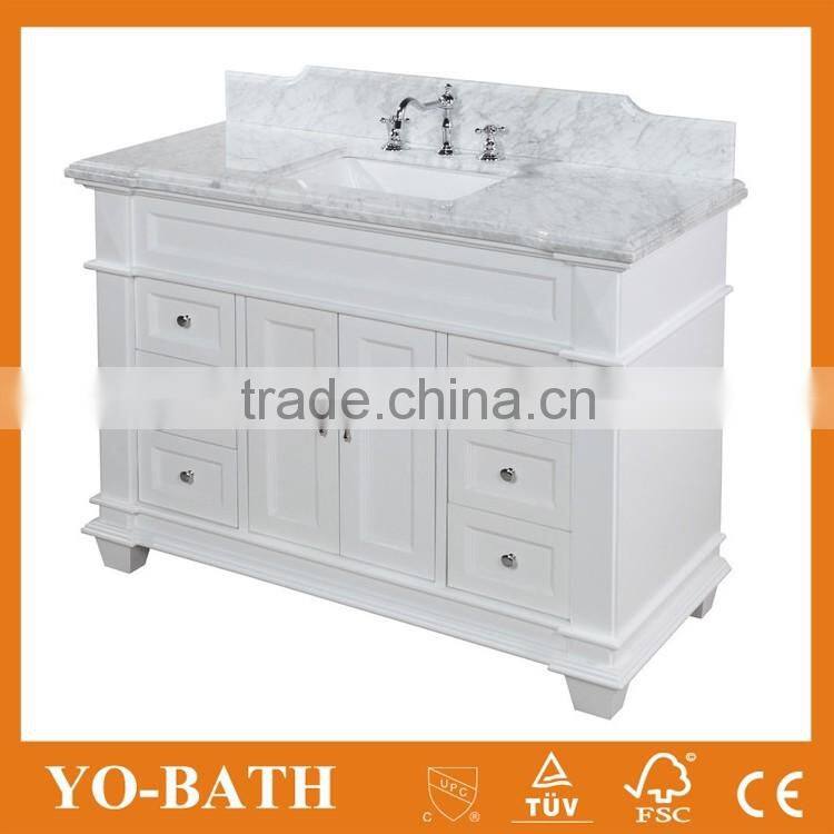 European style bathroom vanity with marble countertop
