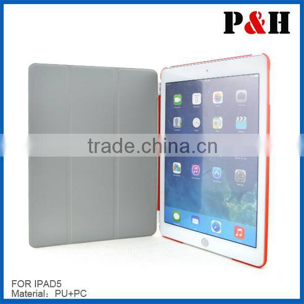 fashion stand high quality leather case for Ipad air with 4colors