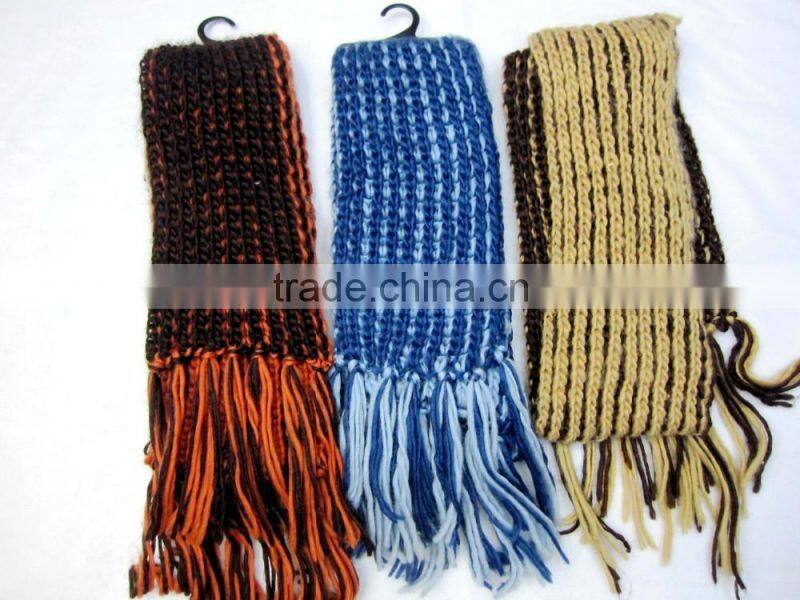 Knit kid's winter colorful double layer hat and scarf set