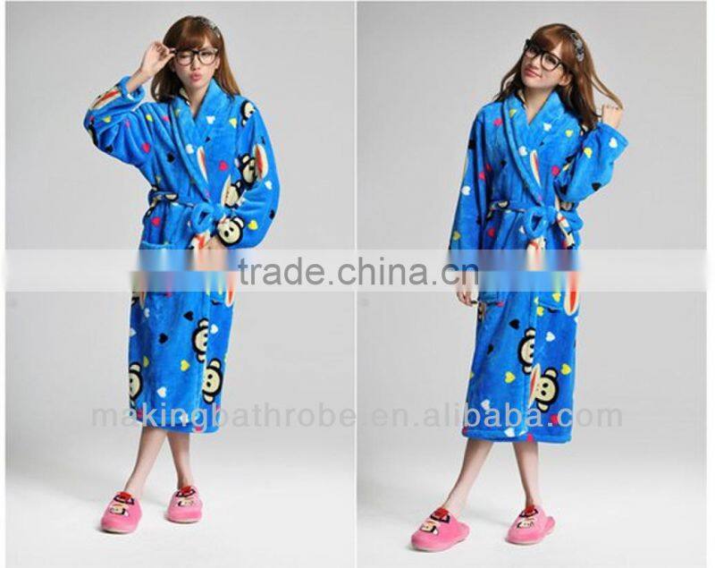 Cheap ladies' Printed flannel bathrobes