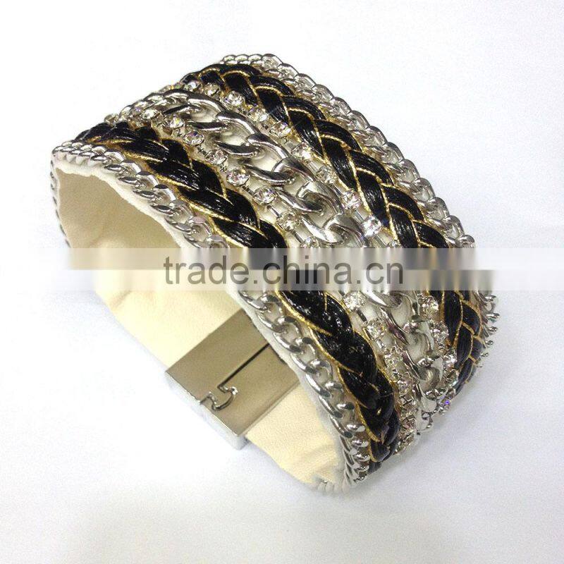Fashion leather twist braid chain bracelet bangle for girl