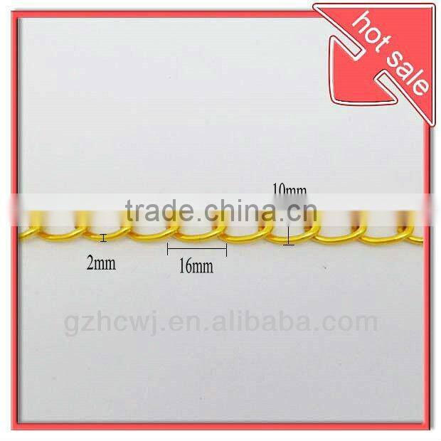light gold aluminum metal decorative handbag chain, bag hardware, China