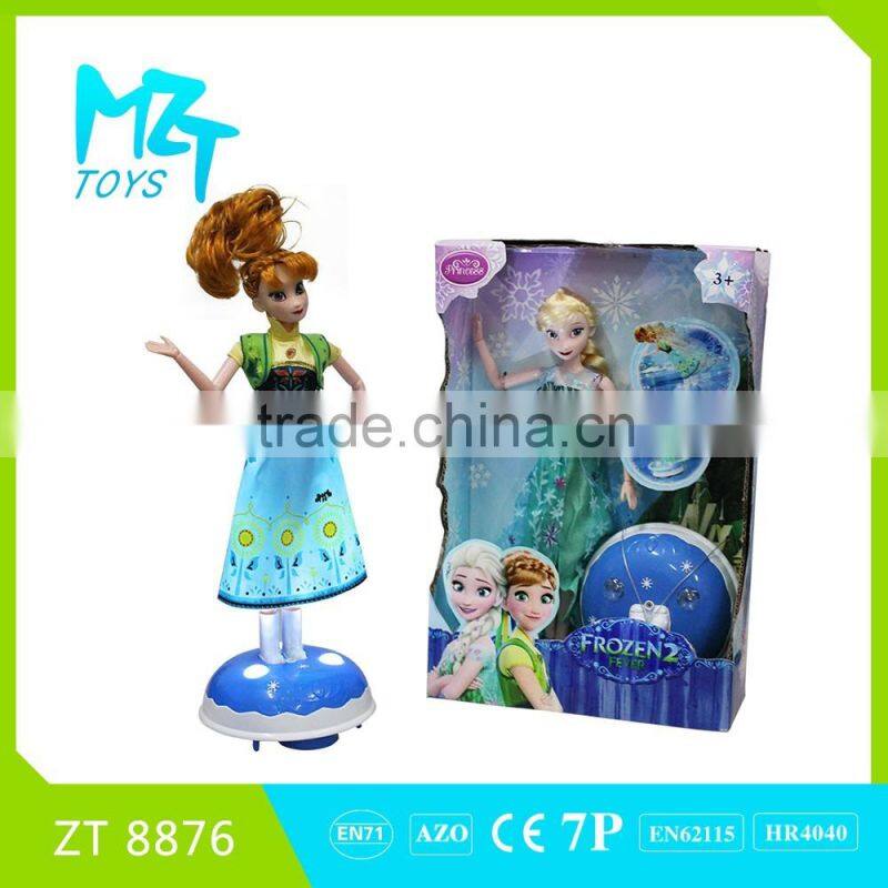 2016 New !Eco-friendly PVC11 Inch movable joints Elsa and Anna princess with skiing boots(B/O pedestal Barbie Doll