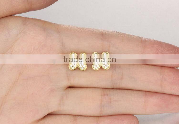 KSTONE 2015 new arrival women brand four Leaf Clover 18k Gold Plated Crystal Stud Earrings