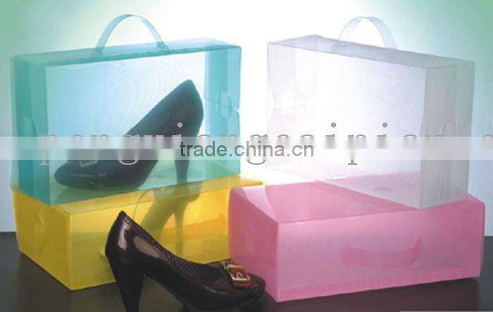 clear plastic color shoe box with handle