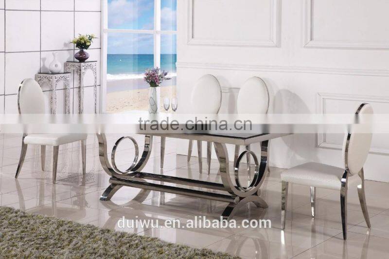 Modern home furniture 6 seat rectangle marble top dining table designs