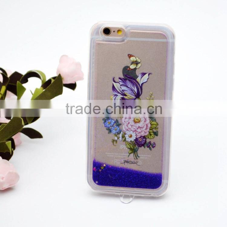 new arrival tpu liquid case for MOTO G2 with glitter star Campanula printed
