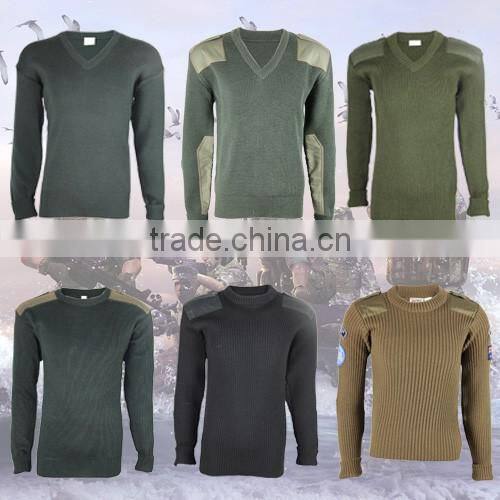Olive green tactical military sweater knitting military Cardigan pullover