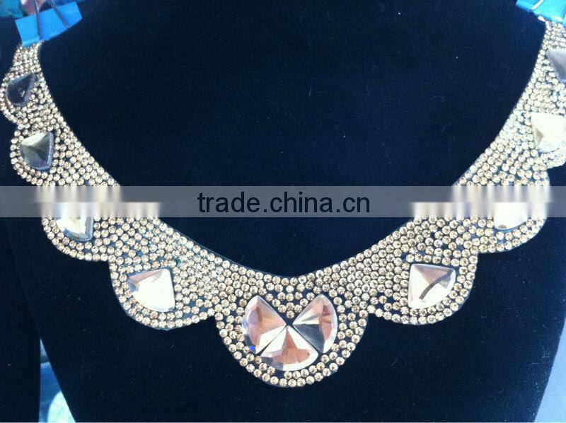 Nice quality hot fix handmade embroidered with stones and beads