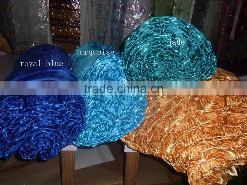 3D Satin Rosette Table Runner Ribbon Embroidery Table Runners