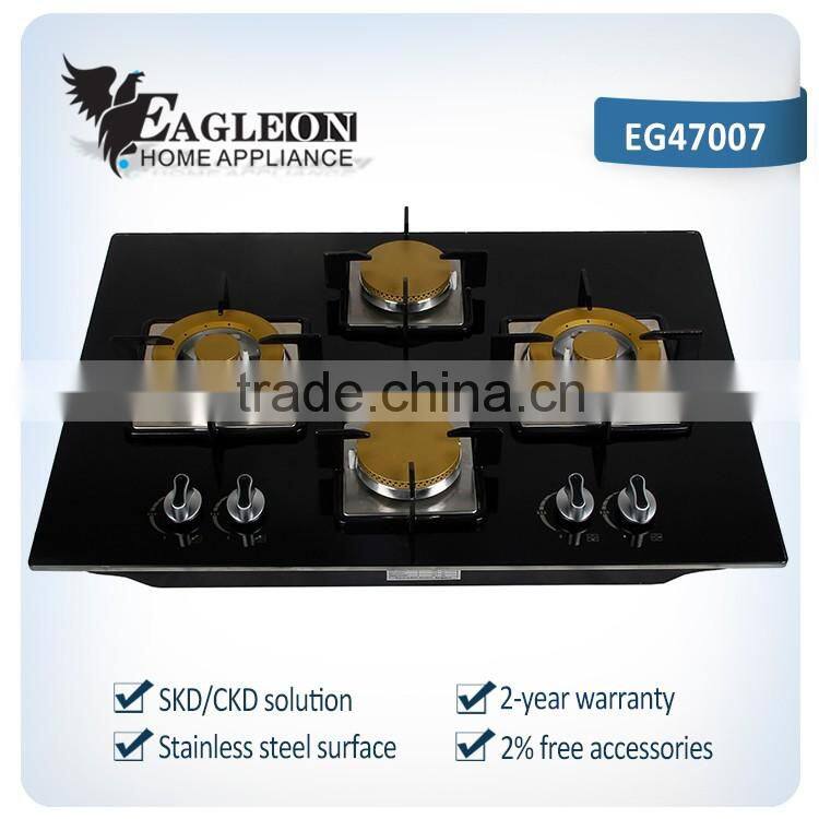 Temperate black Glass Cooktop multi Burner Toughened Glass India brass burner