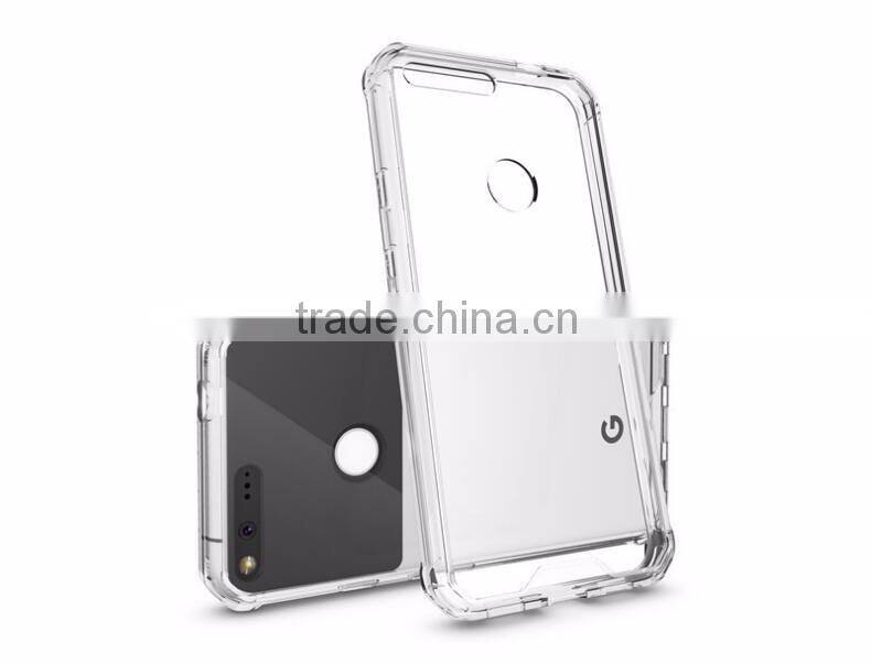 Wholesale Cheap Price Transparent 2 in 1 TPU Bumper + Hard Plastic Hybrid Back Cover Acrylic Clear Case For Google Pixel XL