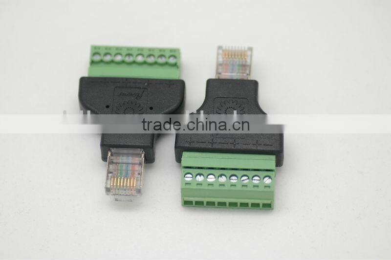 Ethernet RJ45 Male Plug To AV Screw Terminal 8pin Block Converter Adapter
