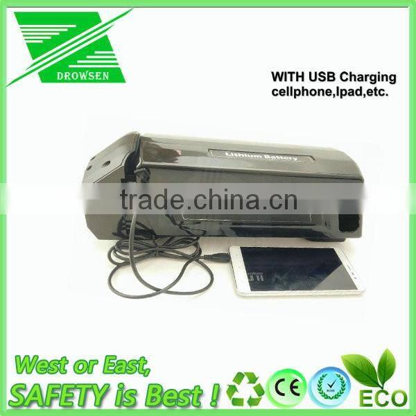 USB Style 36V 8.8Ah Li-ion Lithium Rechargeable Battery for Ebike Within 350W