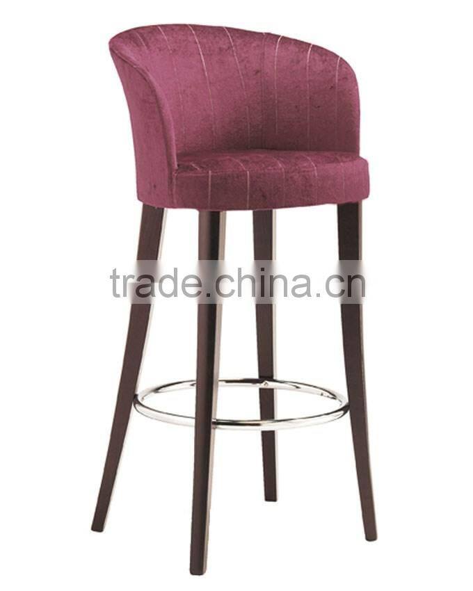 wooden struction fabric upholstery indoor furniture high bar chair with stainless footrest