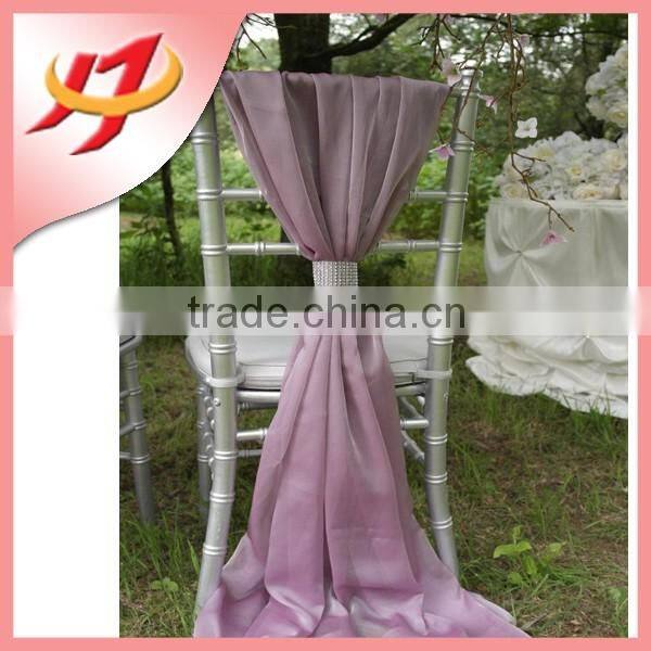 Elegant purple wedding chiffon patterns for chair cover for chiavari chair back