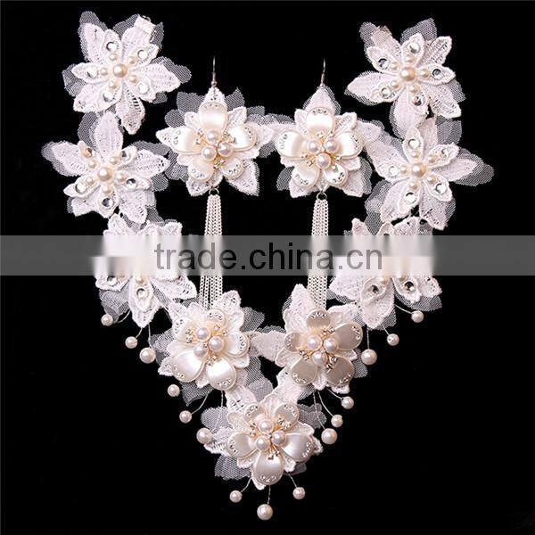 MYLOVE white lace bridal jewelry set necklace earring set flower new design jewelry MLT002
