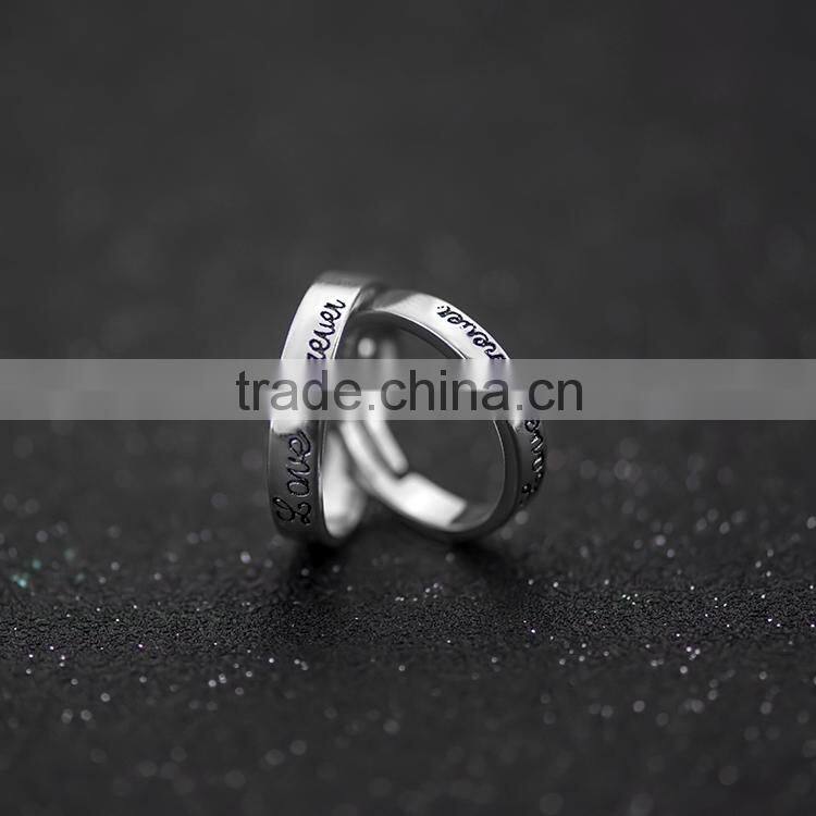 Fashionable 925 silver plated wedding couple rings fashion jewellery engagement ring for lovers jewelry wholesale alibaba