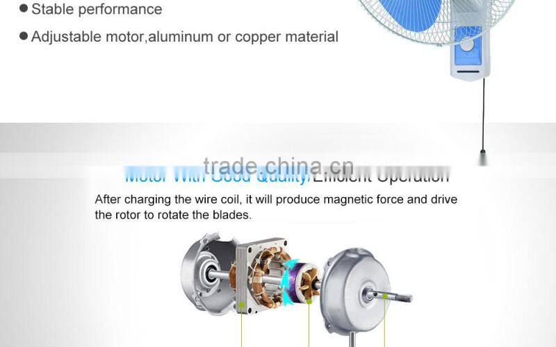 Low Power Consumption Blue Wall Mounted Fan