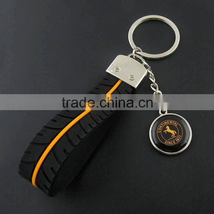 New fashion metal luxury double key rings leather keychain