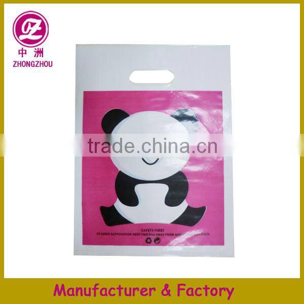 plastic reinforced die cut handle bag cheap price from Guangzhou manufacturer