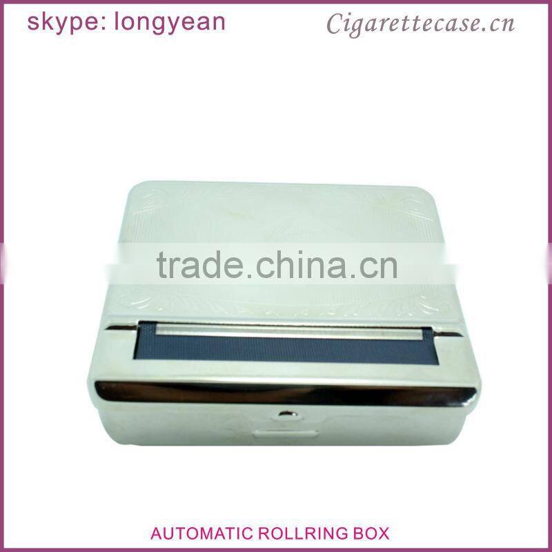 embossed design metal automatic cigarette rolling box