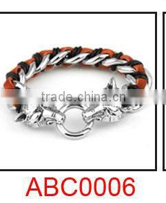 Handmade Mens white leather wrap straps bracelet