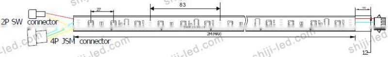 white pcb 5v ws2801 led strip light 36leds/m