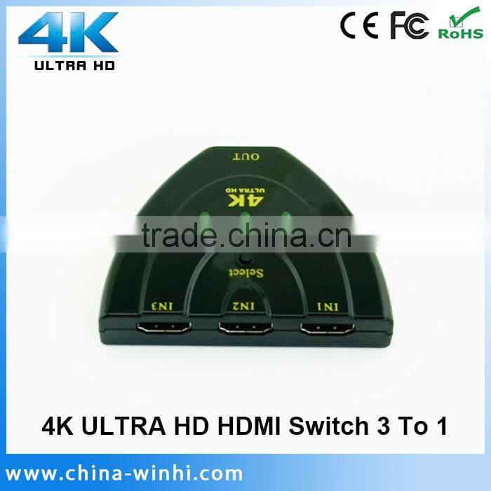 Mini 3 To 1 3 Port 4K*2K Video HDMi Splitter Switch Switcher Box