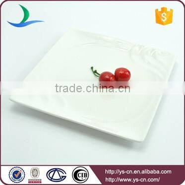 Square shape white porcelain fine dining plates