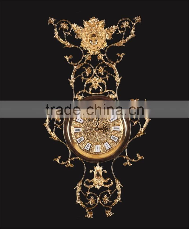 Antique Luxury Brass Wall Hanging Clock, Brass With 24K Gold Plated Home Decorative Wall Clock, Bronze Mounted Clock