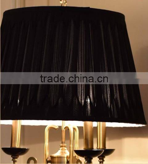 Vase design black marble floor lamp with black fabric lampshade
