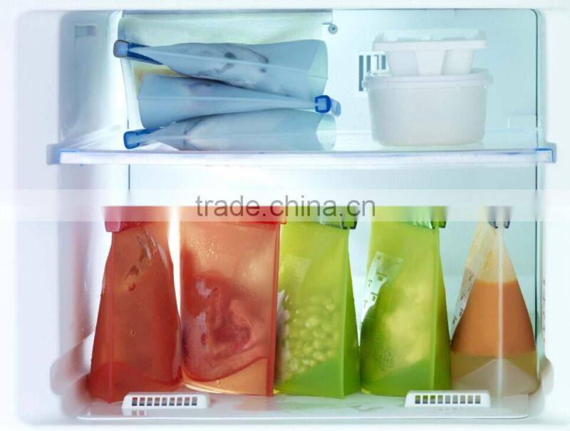 resealable packing bag Silicone Freezer Bag Food Grade cooking Bag