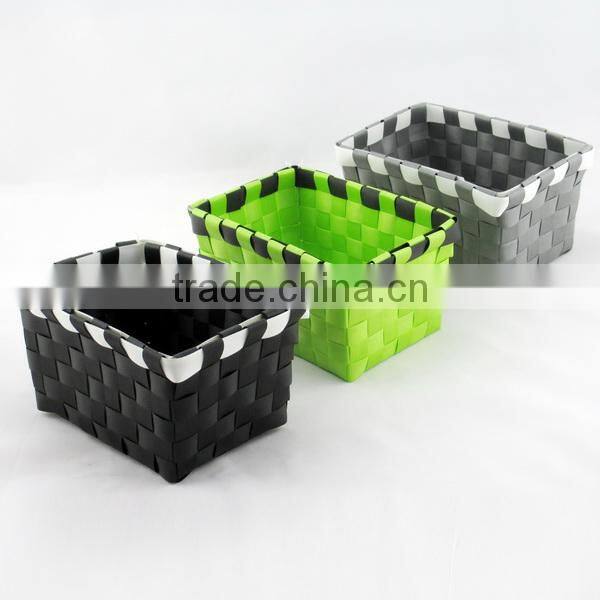 Wholesale willow laundry plastic strap woven basket