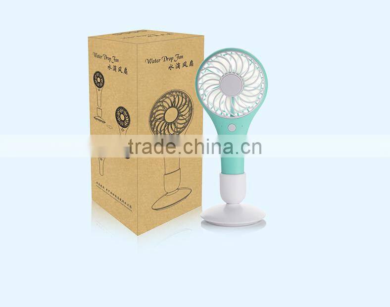 Creative USB Charge Handheld Air Fan, Mini Desktop Water Drop Fan For Student