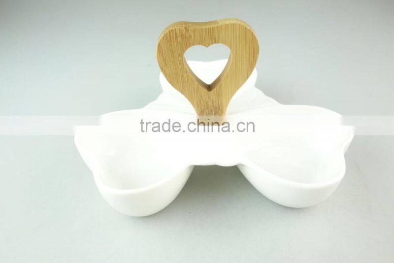 White Custom serving platters snake plate with wooden handle
