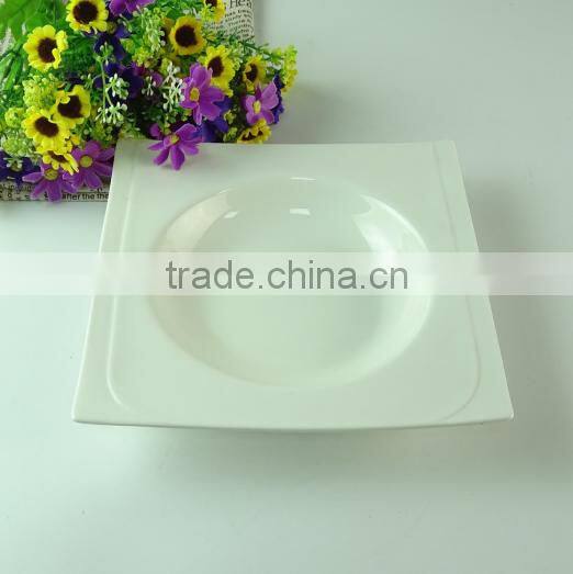 hot selling cheap porcelain square soup plate , cheap ceramics dinner plate