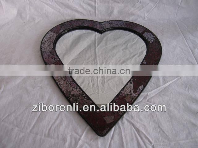 Wall Decor Oval Crackle Mosaic Glass Ruby Hanging Large Souvenir Mirror
