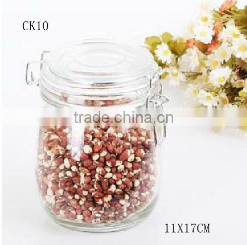 ZIBO wholesale round glass jar with lock lid