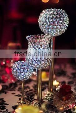 gold plated centerpiece crystal ball table decor candle holder