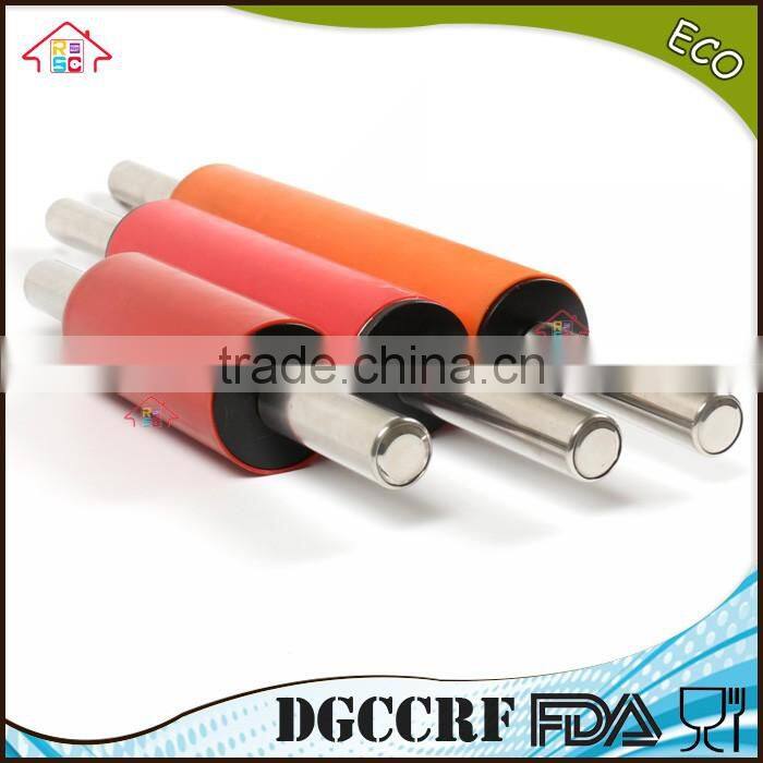 NBRSC Happy Pastry Chef Non-Stick Silicone Rolling Pin with metal Handles