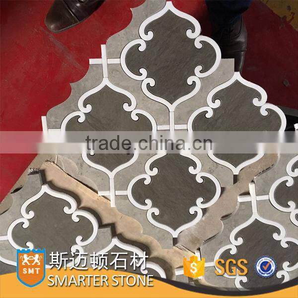 Marble moasic waterjet mosaic with strong mesh