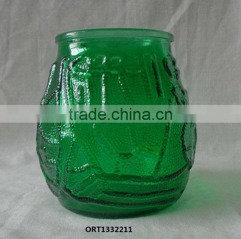 Red color Glass candle holder set