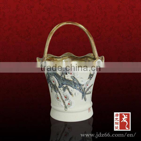 Special design excellent quality handmade ceramic fruit basket for home usage