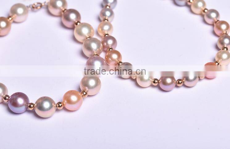 AAA 13-14mm round multicolors Edison pearl bracelet