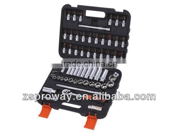 61 pcs 3/8" car repair use socket set, hex wrenches, bit sockets