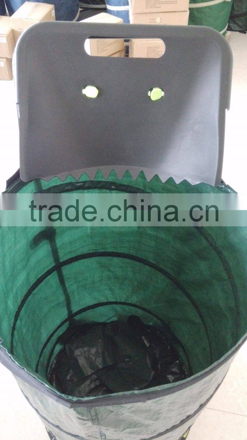 Eco-friendly Plastic Rolling Garden Leaf Bag Cart