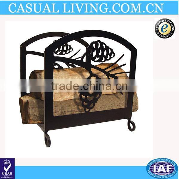 Iron Pine Cone Fireplace Black Firewood Rack