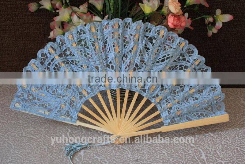 Handicraft Cloth Bamboo Lace Hand Fan
